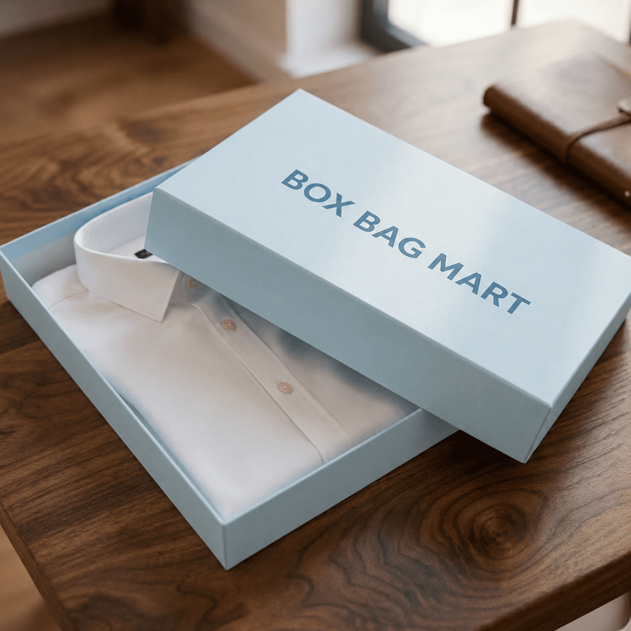 Personalized garment packaging box with custom logo printing for clothing brands by BOXBAGMART