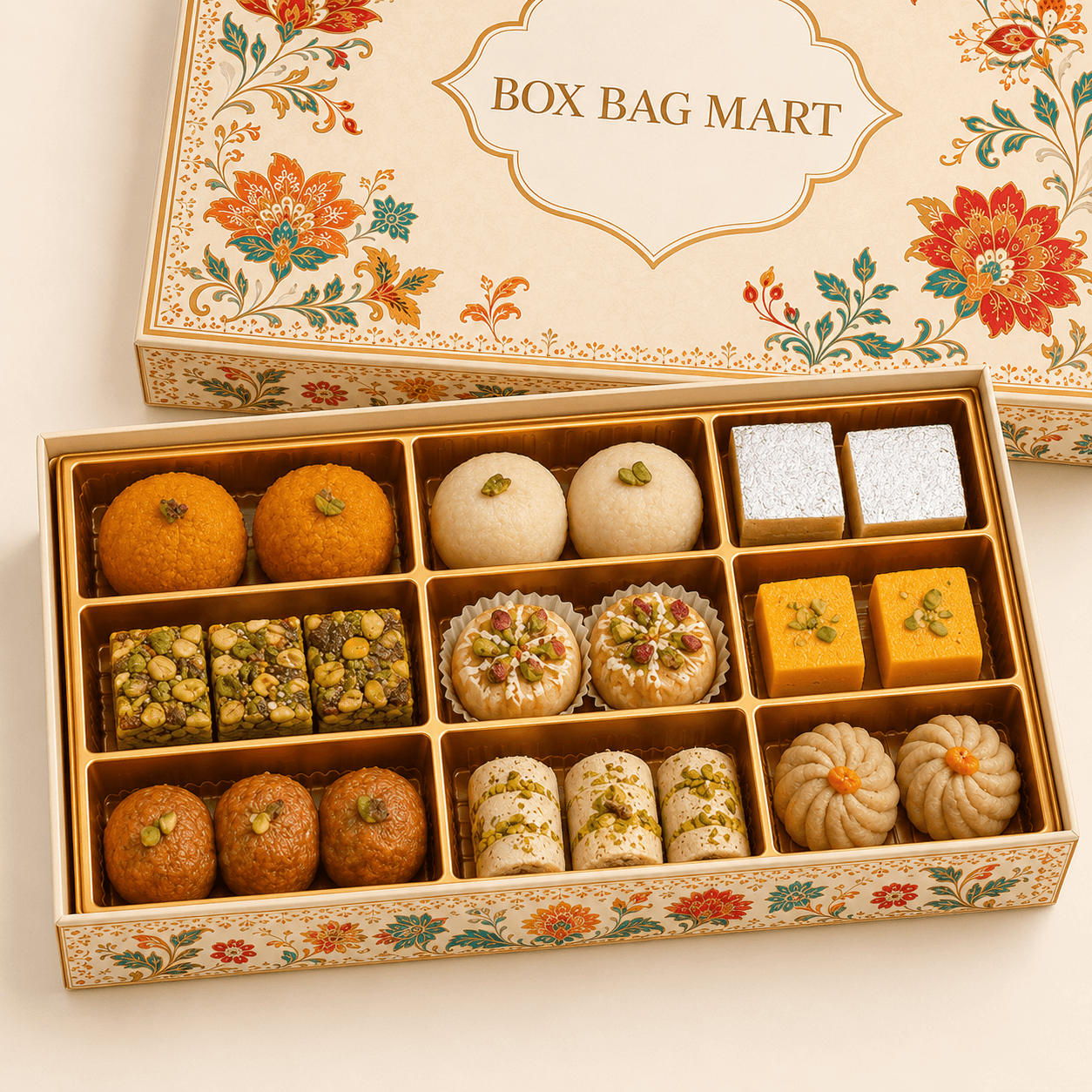 Mithai, dry fruits, chocolates, wedding gifts, festive hampers and corporate gifts