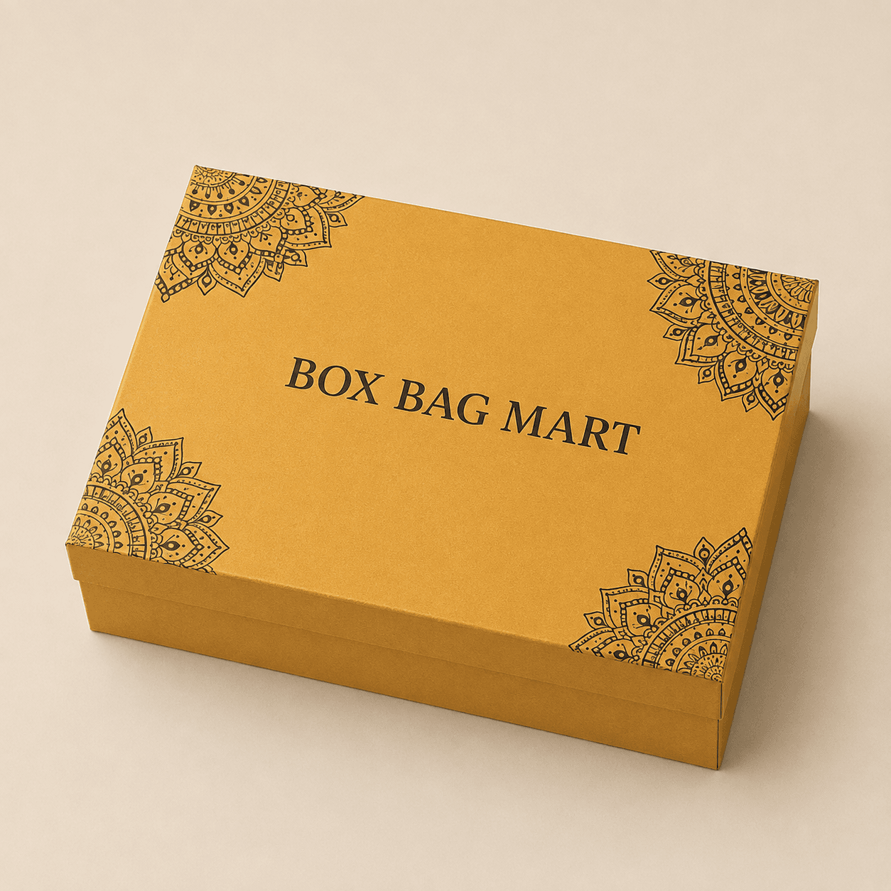 BOXBAGMART custom printed gold duplex gift packaging box with premium retail finish.