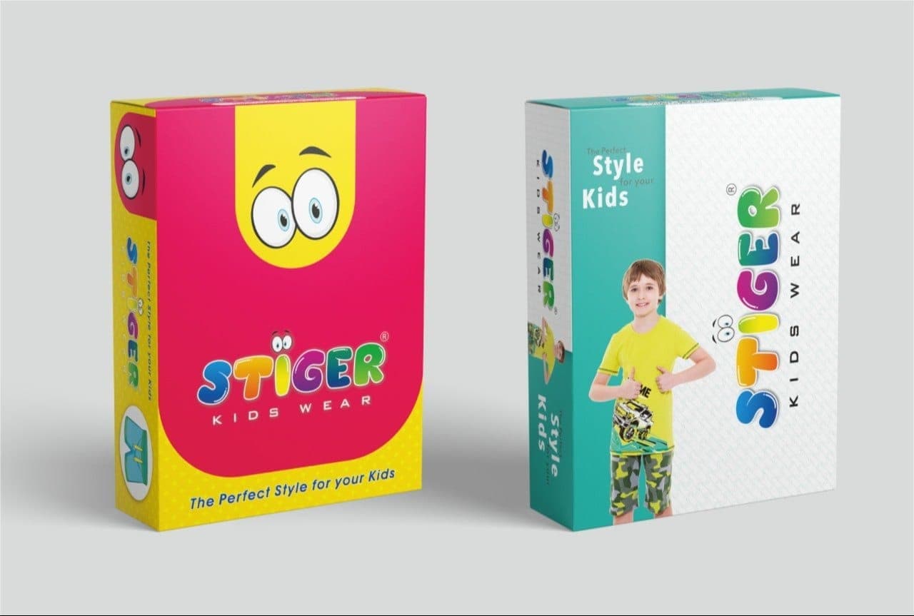 Custom printed kids wear duplex packaging box for children’s garments by BOXBAGMART