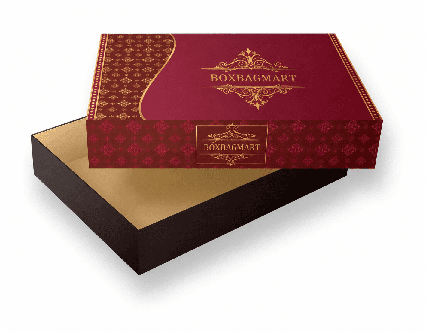 Custom printed premium duplex shirt packaging box for formal and casual folded shirt packing with BoxBagMart branding