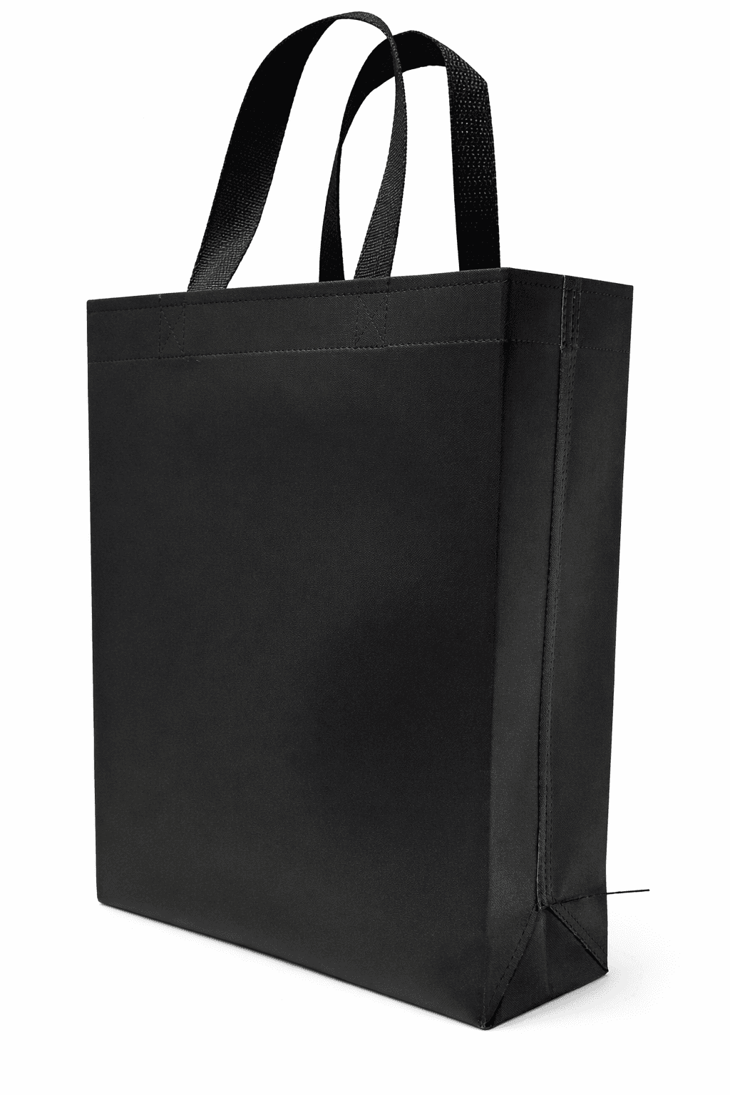 Matt Black Laminated Non Woven Bag W10 x H12 x G4 Inch with Sturdy Black Loop Handles
