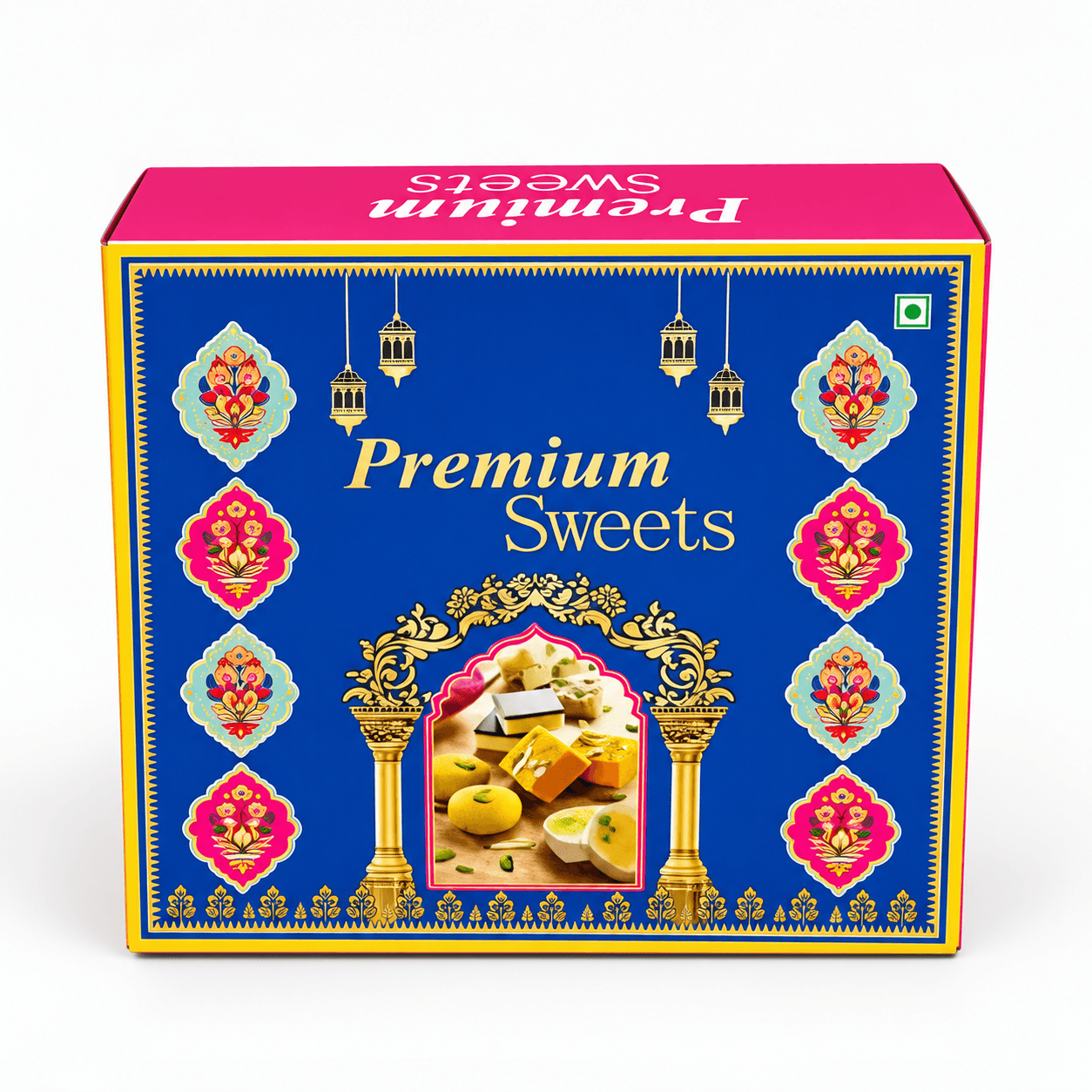 250g premium printed sweet packaging box with decorative floral design by BoxBagMart